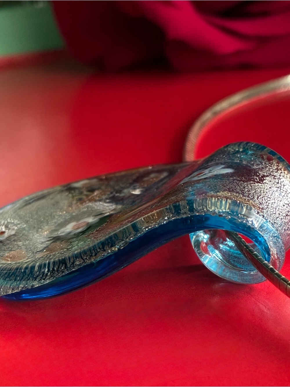 925 Silver Necklace,Handcrafted Multicolor Glass Teardrop Pendant Necklace 16” - Picture 8 of 9